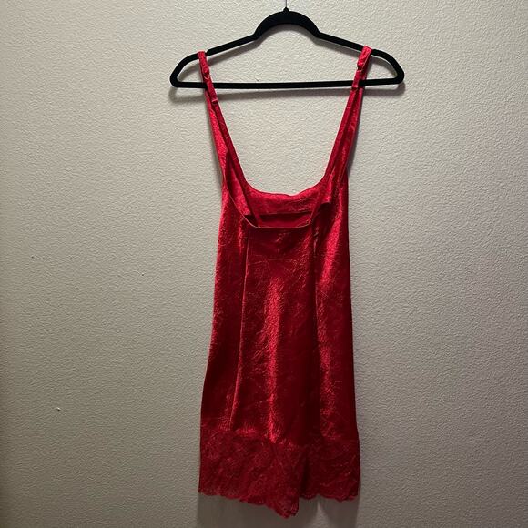 Victoria's Secret Vintage Gold Label Red Satin Lace Trim Slip Dress Size Medium - Picture 3 of 7